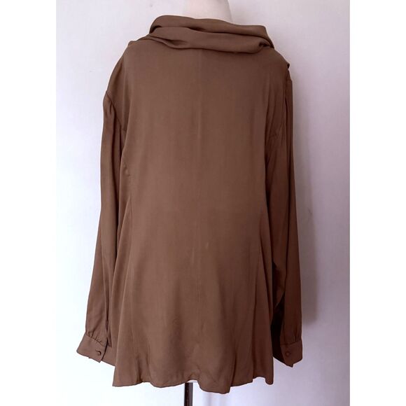 NWOT Soft Surroundings Draped Cowl Brown Tunic Plus Size Relaxed Lagenlook Sz 3X - Picture 2 of 7